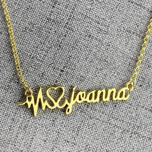 Personalized Heartbeat Name Necklace-Y1-PF214