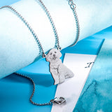 Personalized Silver Pet Photo-engraved Necklace -Y1-PF476