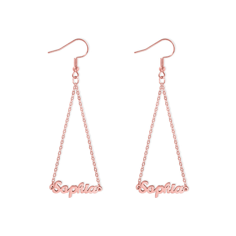 Personalized Triangle Name Dangle Earrings -Y1-PGAZ103