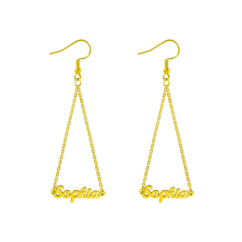 Personalized Triangle Name Dangle Earrings -Y1-PGAZ103