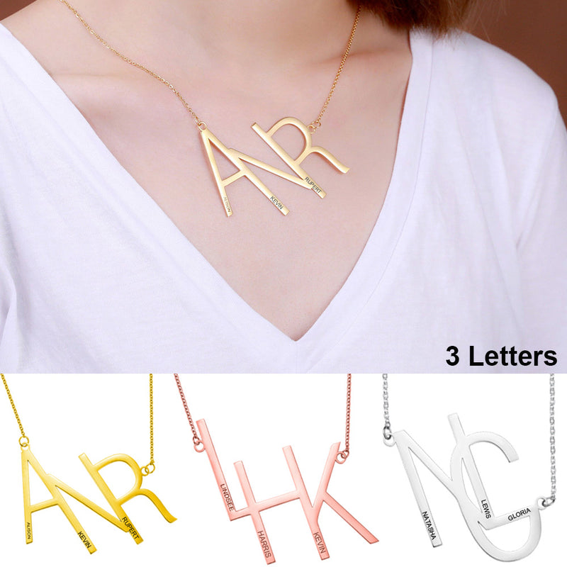 Custom-made Sideways Initial Necklace-Y1-PN01