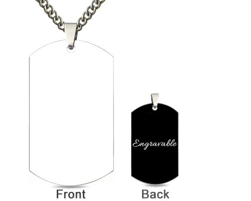 Engraved Black Dog Tag Photo Necklace-Y1-TS35