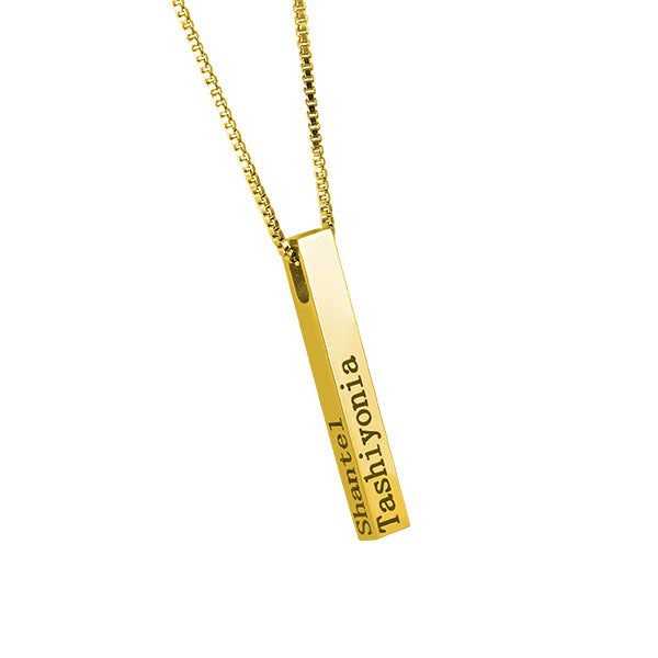 Engraved 4 Sided Bar Necklace for Men or Women-Y1-TS56