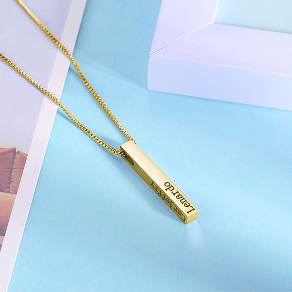 Engraved 4 Sided Bar Necklace for Men or Women-Y1-TS56