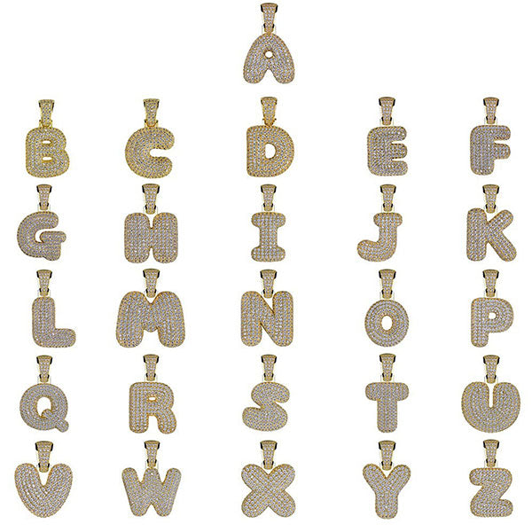 Hip Hop Iced Out CZ Initial Necklace -Y1-XH003