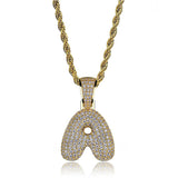 Hip Hop Iced Out CZ Initial Necklace -Y1-XH003