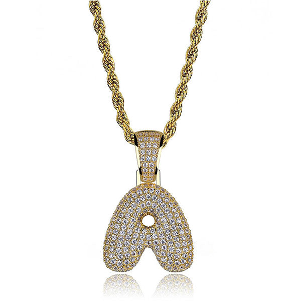 Hip Hop Iced Out CZ Initial Necklace -Y1-XH003