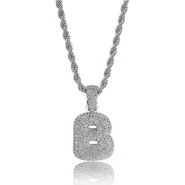 Hip Hop Iced Out CZ Initial Necklace -Y1-XH003