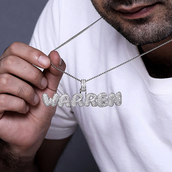 Custom Hip Hop Bubble Letter Iced Out Pendant Necklace -Y1-XH056