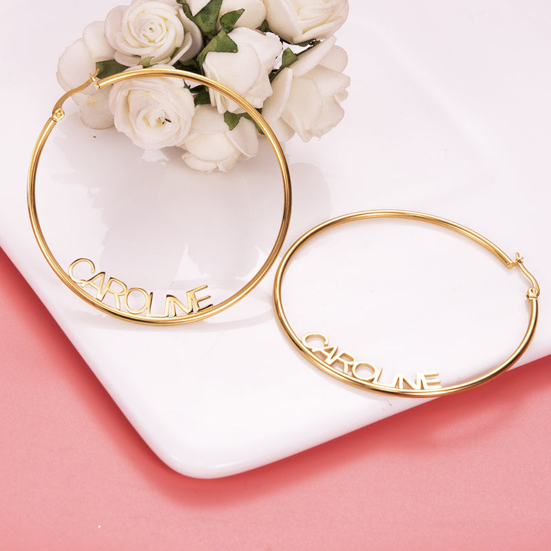 Personalized Name Hoop Earrings -Y1-XH064