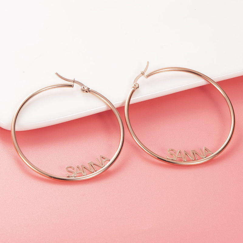 Personalized Name Hoop Earrings -Y1-XH064