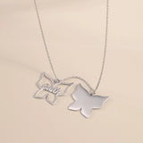 Custom Butterfly Name Necklace, Engraved 2 Name Necklace-B2