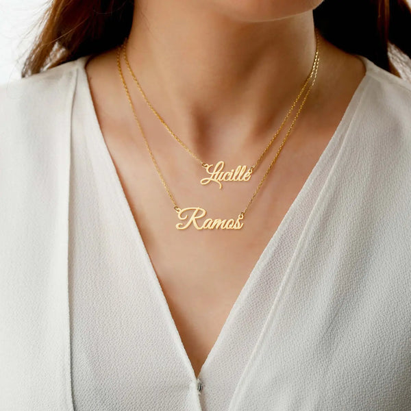 Personalized Two Name Necklace, Custom Name Necklace -B2-JS6-28