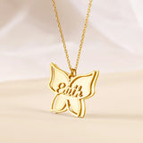 Custom Butterfly Name Necklace, Engraved 2 Name Necklace-B2